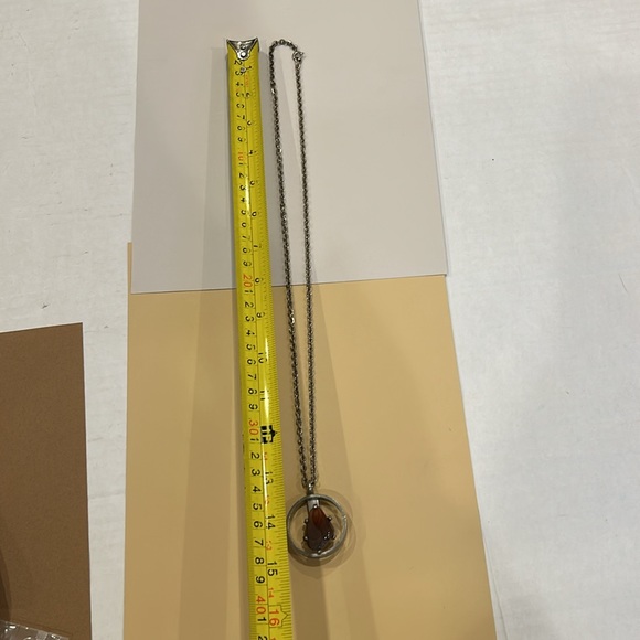 Jorgen Jensen Denmark pewter pendant with agate stone and chain - Picture 7 of 12